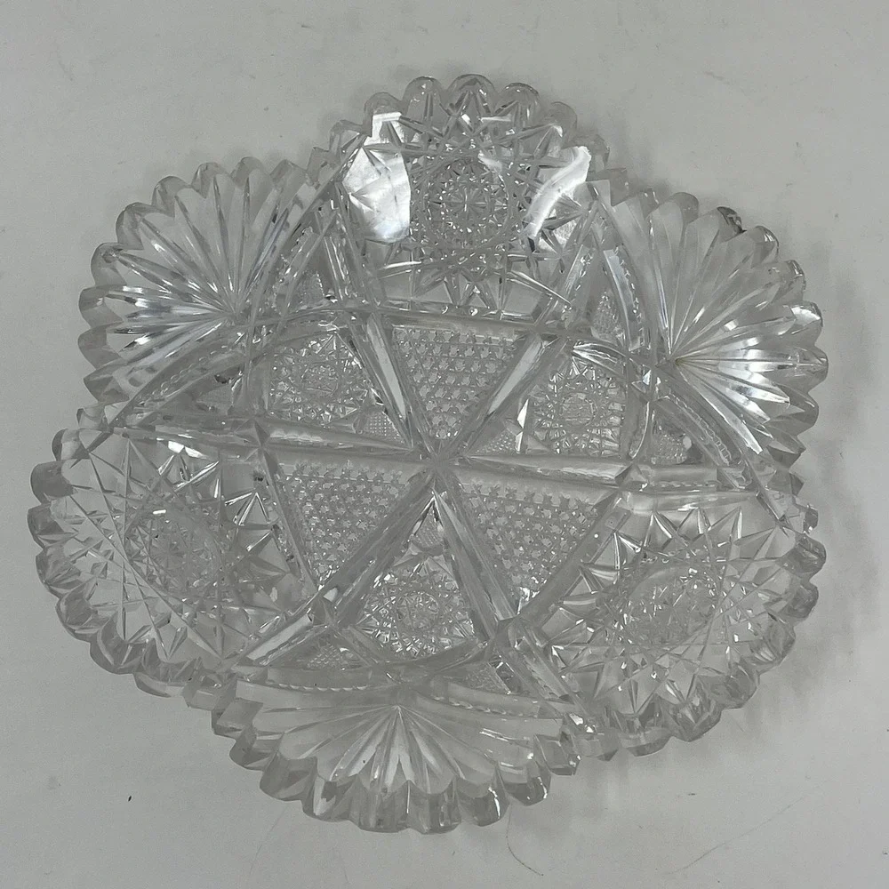Antique American Brilliant Cut Glass Shallow Bowl Plate‎ 7